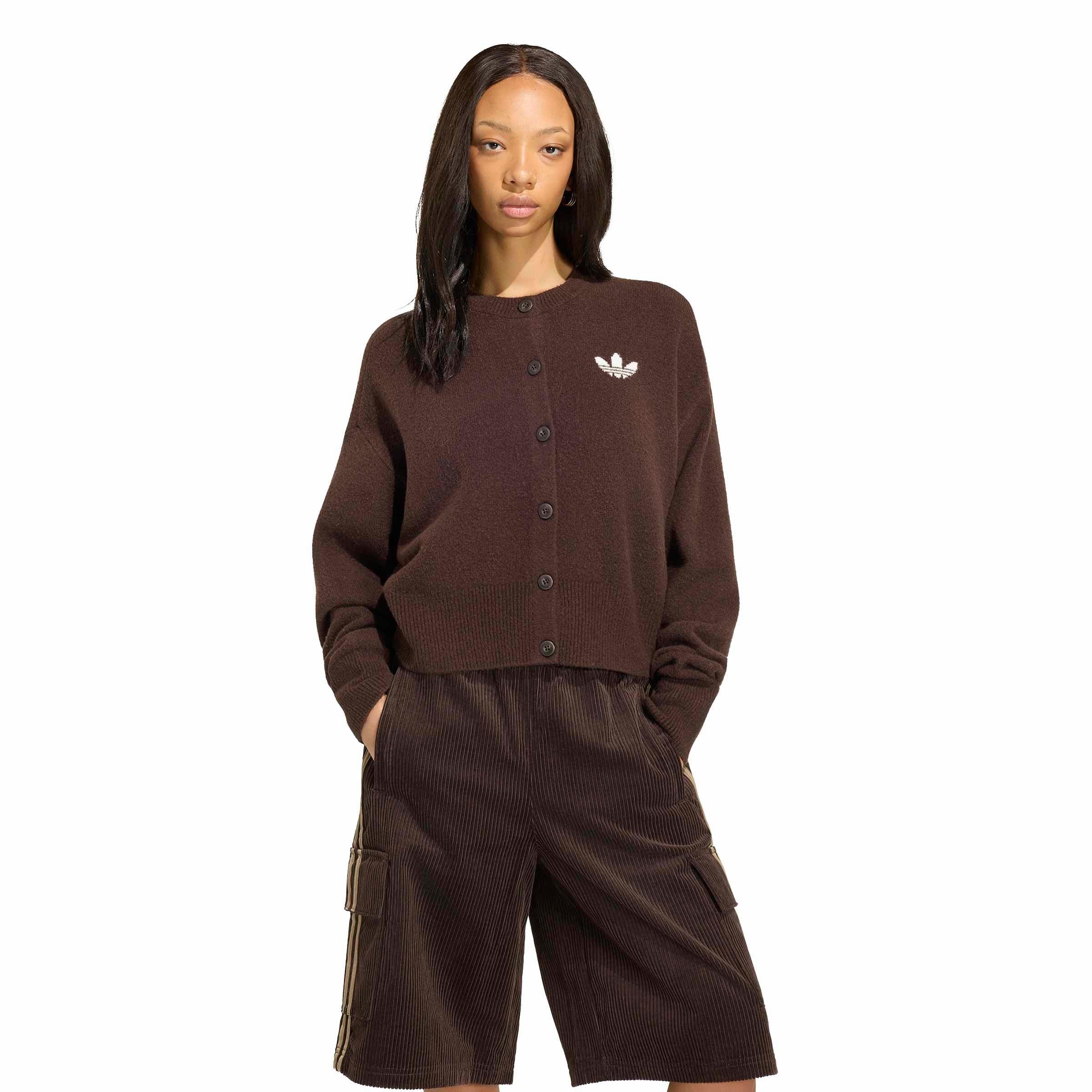 adidas Originals Women's Essentials Knit Cardigan - DK BROWN